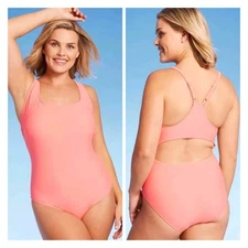 Kona Sol Peach Racerback One-Piece Swimsuit XL NWOT