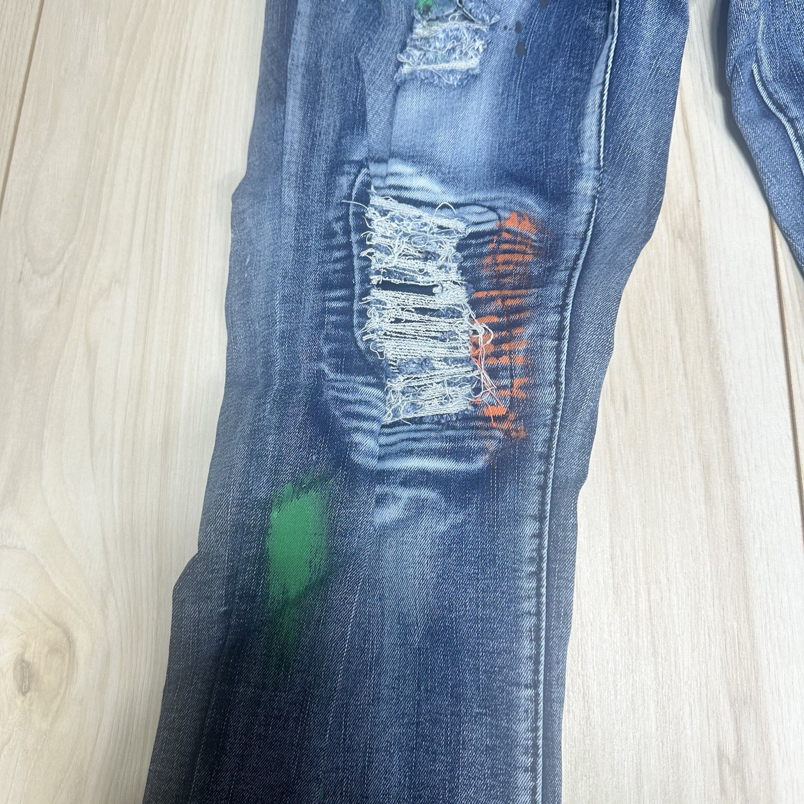 Rue21 Premium Supreme Flex Skinny Jeans 32X34 Distressed Paint Splatter New thumbnail 5