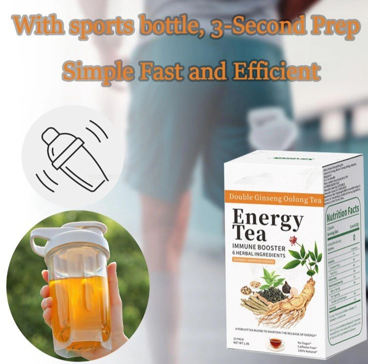 Energy Tea Immune Booster Ginseng Tea - Ginseng Oolong Tea with Sports Bottle