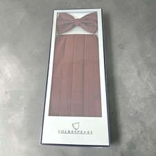 Folkespeare Burgundy Pin  Dot Bow Tie  Cummerbund Set   Boxed Formal Wear