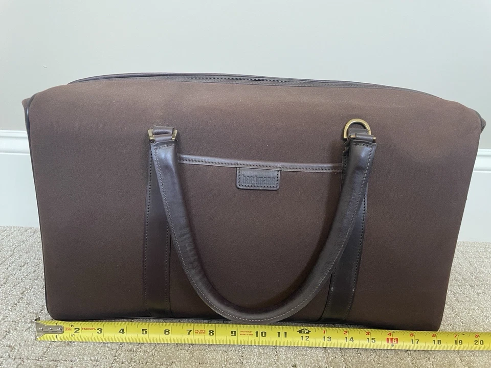 Винтажная коричневая холщовая и кожаная спортивная сумка Hartmann 18 дюймов - Изображение 2 из 4