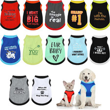 12 Pieces Dog Shirts Pet Printed Clothes with Funny Letters Summer Pet T Shirts