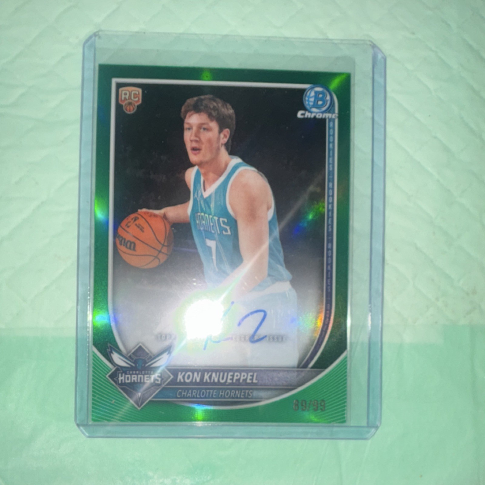 2025-26 Bowman Chrome Basketball Kon Knueppel Rookie Auto Green Refractor /99