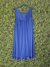 Vintage Vanity Fair Nightgown Medium Blue Lace V-Neck Sleeveless 30-767 Nylon