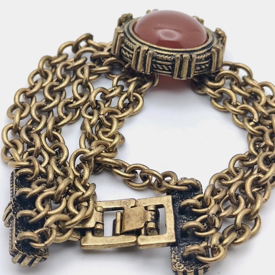 Pulsera vintage JK Jewel Kade llamativa, multihiebra con cornalina de vidrio sintético Foto 3 de 4