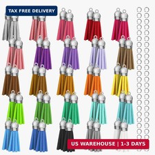 Key Chain Tassel Charm Jewelry Making 25 Colors Leather Tassel with Jump Ring