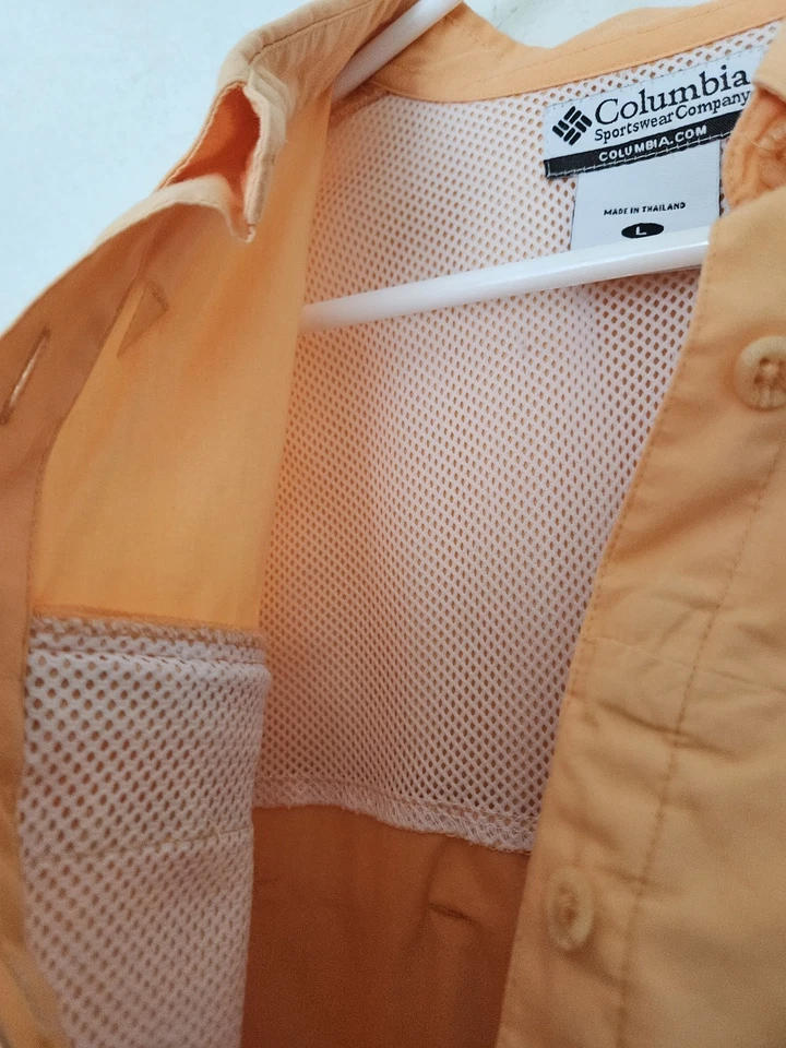 Camisa Columbia para mujer PFG Tamiami ventilada manga larga abotonada naranja talla grande Foto 3 de 4