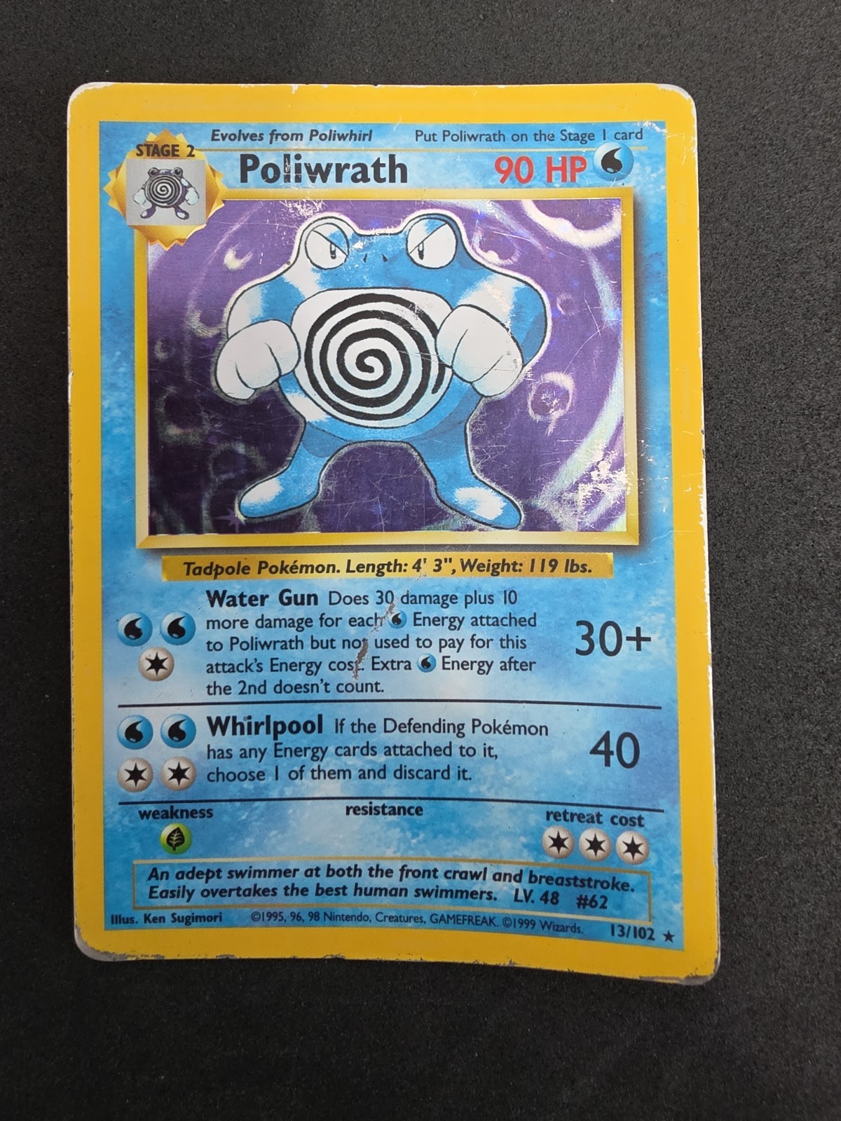 Poliwrath 13/102 Holo Holo Rare Base Set Unlimited Pokemon Holo HP