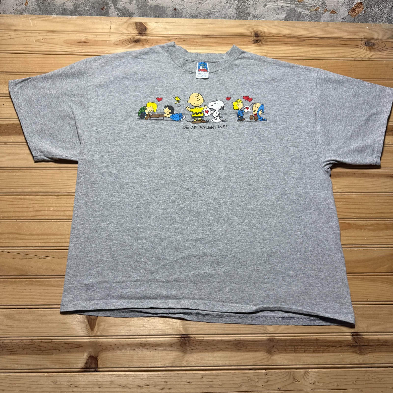 Vintage 90s Peanuts Snoopy Charlie Brown Be My Valentine Cartoon T-Shirt USA 2XL