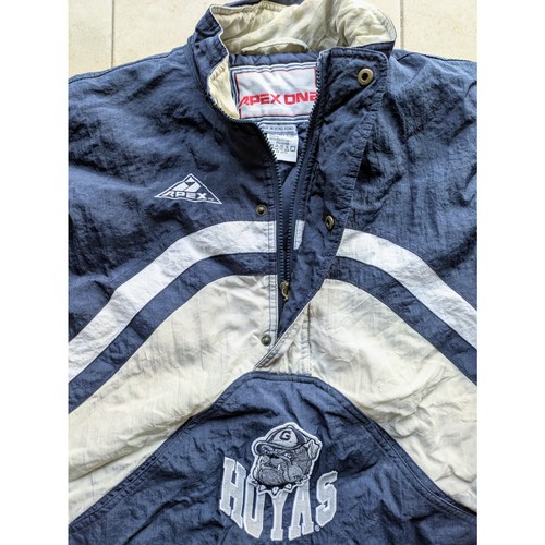 Georgetown Hoyas 90s APEX puffer 1/2 jacket pullover M navy NCAA University vtg - Picture 4 of 6