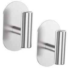 Silver Adhesive Hooks Heavy Duty, Wall Hooks for Shower, Bathroom, Silver-2