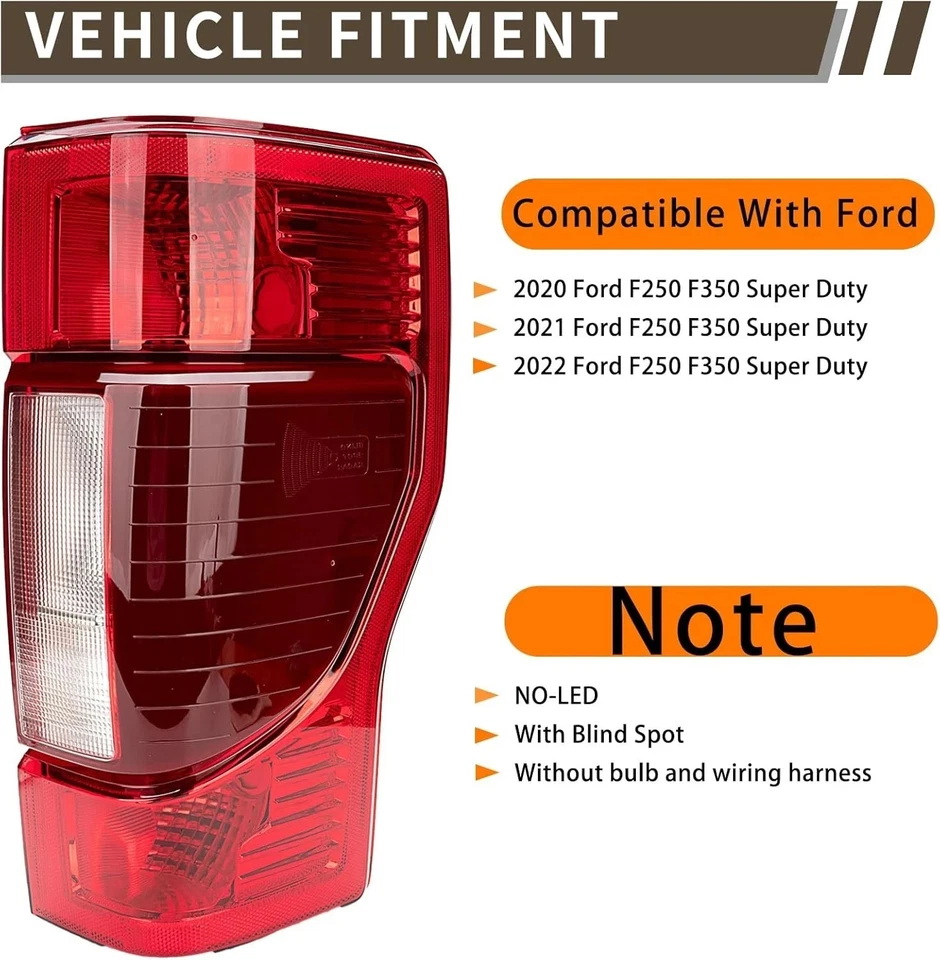20-22 Ford F250 F350 Super Duty Blindspot Ready Right Passenger Side Tail Light - Image 2 of 4
