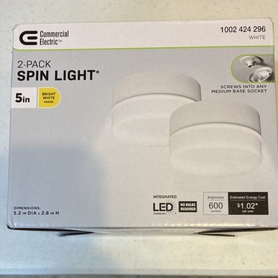 Commercial Electric Spin Light 2-Pack 5 in LED, Bright White, White