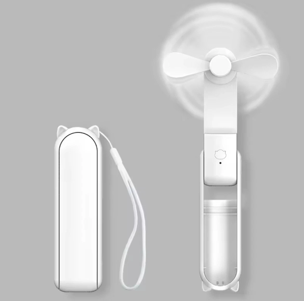Mini Ventilateur Portable USB Rechargeable 4200mAh - 5 Vitesses, Blanc - Été Ultra-Frais