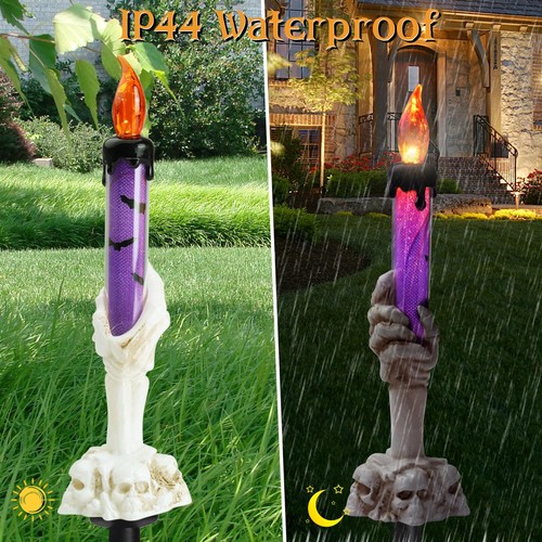 Halloween Decorations 6 Pack Skeleton Hands Hold Lighted Candle Light Stakes ... - Picture 3 of 6
