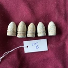 LOT OF 5 FIRED CIVIL WAR BULLETS  .51-58 Caliber 2 Ring