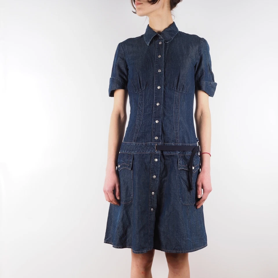 Jean's Paul Gaultier Vintage JPG Women's Blue Linen Cotton Pockets Dress size 42 - Image 2 of 4