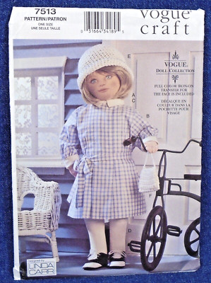 Vintage Vogue Craft Pattern 7513 Linda Carr Jane 18'' Soft Doll & Face Transfer