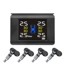 4 Internal Sensors Wireless Solar TPMS LCD Car Tire Pressure Monitoring System