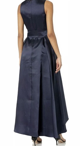 Tahari ASL Women's Navy Bow Front Beaded Neck Detail Mikado Ball Gown Sz 2 $248 - Picture 3 of 7
