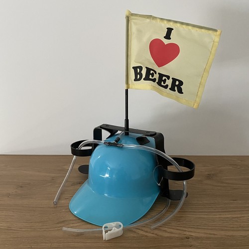 NOVELTY Drinking Helmet Beer Hat Stag Do Blue Adjustable Hen Party Good