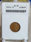 1915-D Lincoln Cent 1c  AU58  ANACS  Old Holder