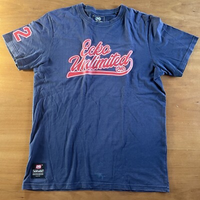 T-Shirt ECKO UNLTD Size M - Vintage Y2K 2000 Blau Skater Rhino Herren Shirt
