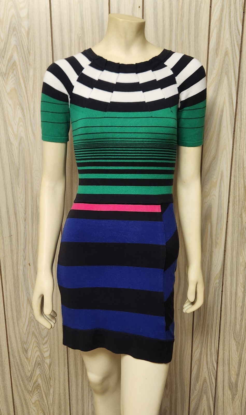 Karen Millen dress S knit multi color stripe - image 1