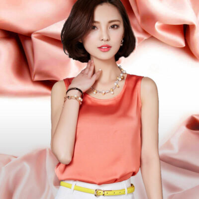 Women Satin Silk Vest Sleeveless Smooth Tank Top Sling Shirt Sun-top Plus Size