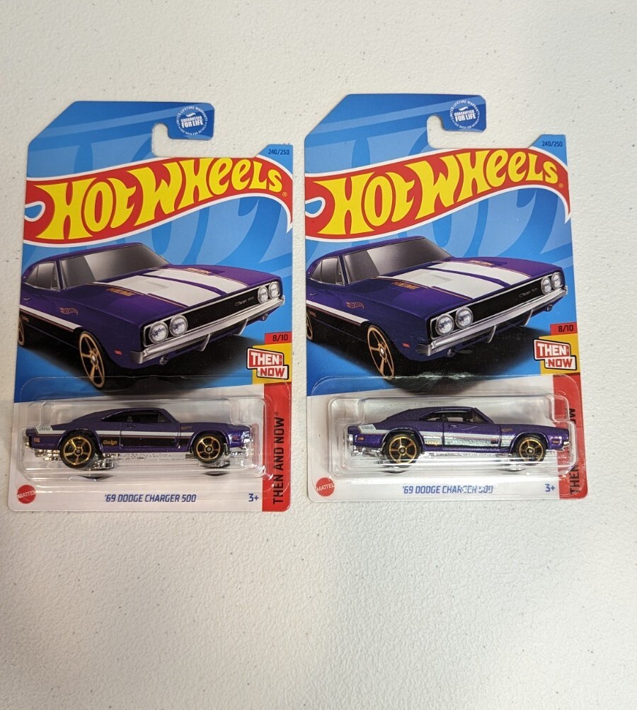 Hot Wheels 2023 Purple '69 Dodge Charger 500 | Then And Now 8/10