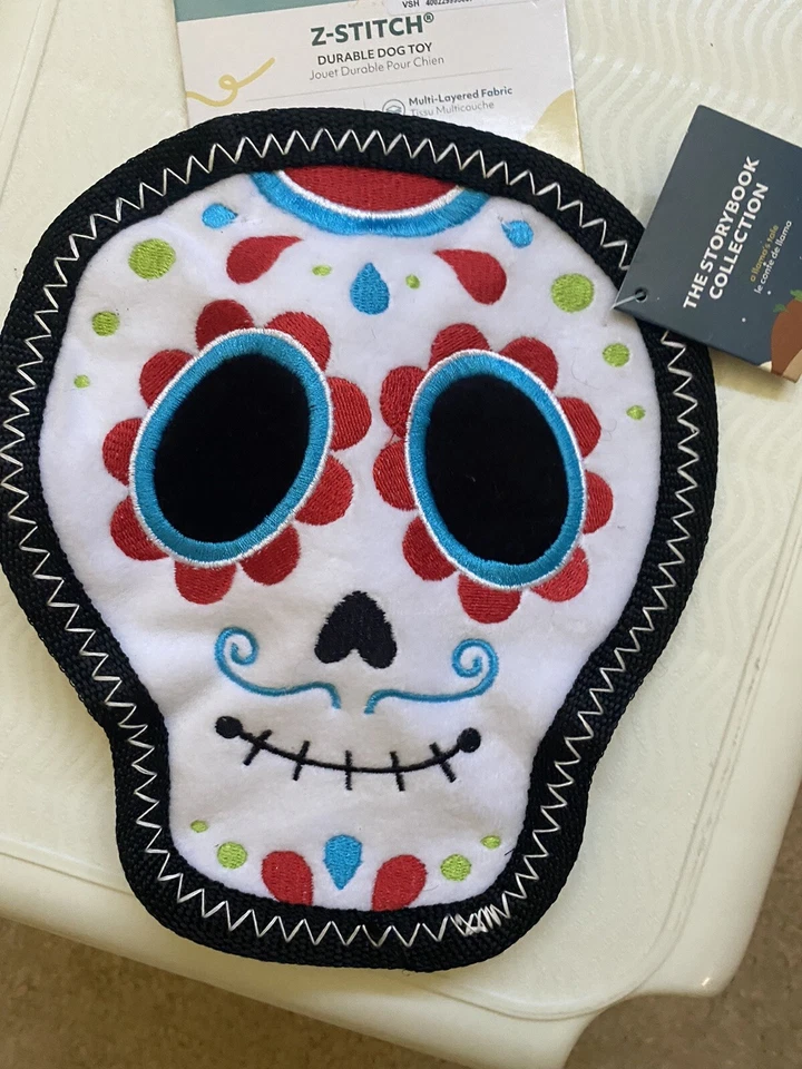 ZippyPaws Z-Stitch Halloween Dog Toy Sugar Skull Day of the Dead Durable Squeaky - Image 4 of 4
