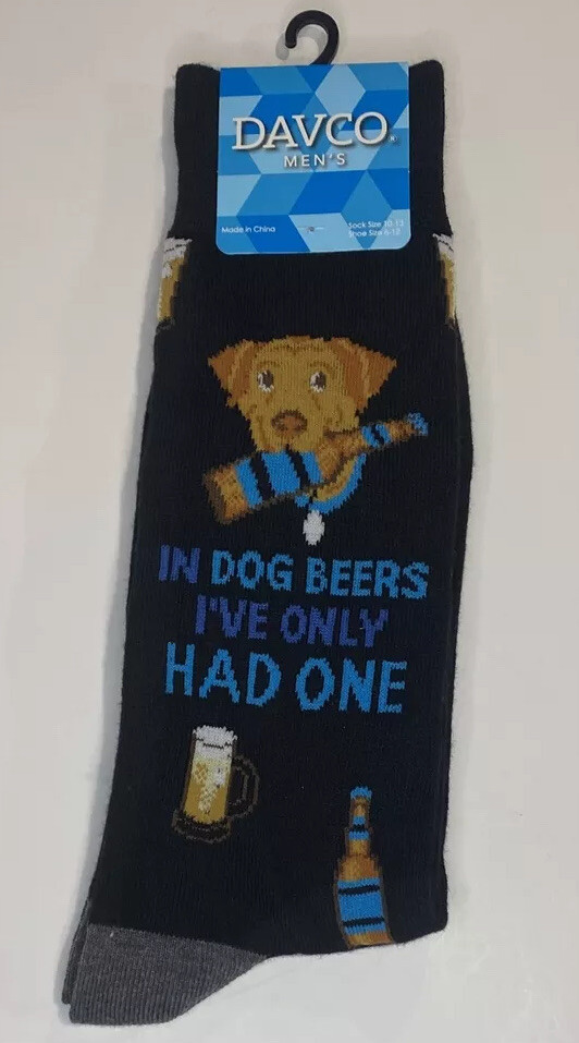 SAOLA In Dog Beers I've Only Had One Pair Calze Uomo 2% Spandex Tg 10 13 Novità Crew