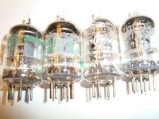 Four 5654 6AK5 Tubes, GE USA, top Ratings, One tube Labelled H-P