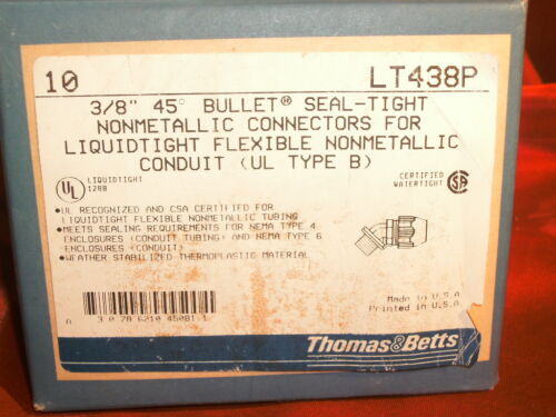 THOMAS BETTS LT438P 3/8" 45° BALA HERMÉTICO FLEXIBLE NO METÁLICO - LOTE DE 10 - Imagen 2 de 3