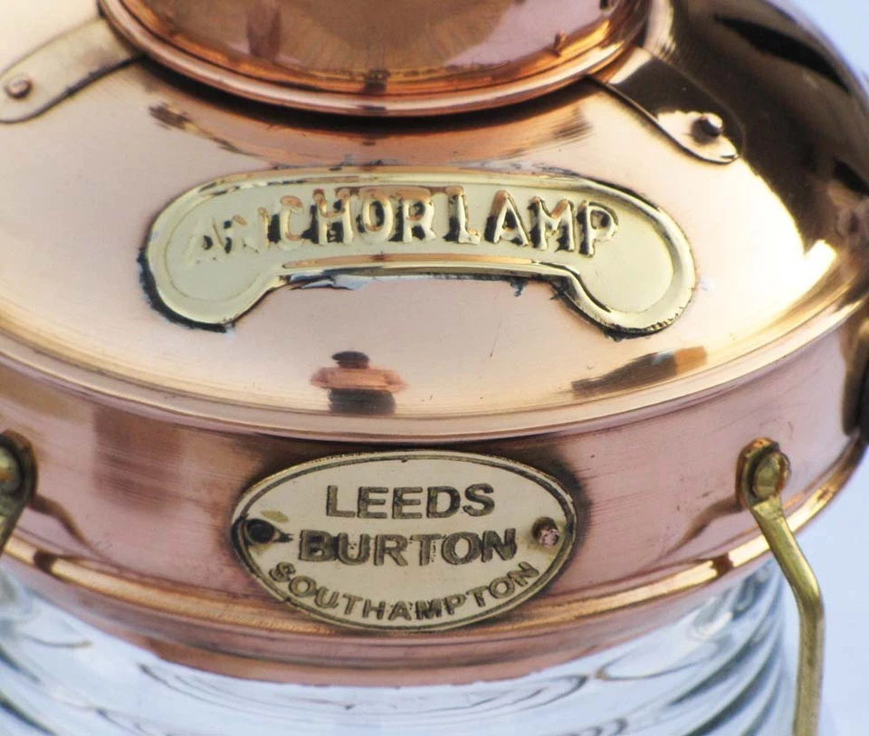 Antigua lámpara de aceite de anclaje de latón y cobre náutico marítimo barco linterna barco luz Foto 3 de 4