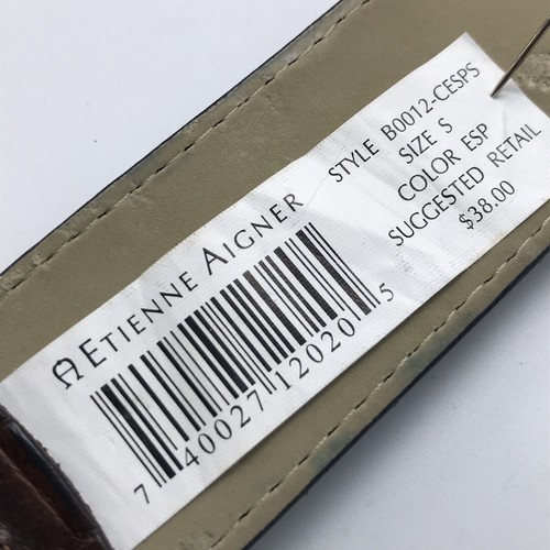 CINTURA Etienne Aigner Expresso marrone mocassino pelle di coccodrillo misura small larghezza 1,5" - Foto 2 di 12