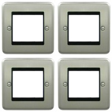 4 x Deta 1970SCB Euromodule Plates 1 Gang 2 Module Satin Chrome / Black Insert