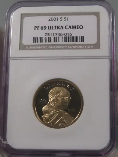Proof Ultra Cameo 2001-S Sacagawea Dollar NGC PF69UC.  #17