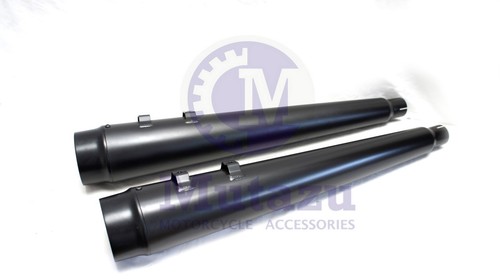 MUTAZU Matte Black Megaphone Slip-On Mufflers Exhaust 1995-2016 Harley Touring - Afbeelding 3 van 6