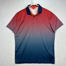 Redvanly Golf Polo Mens Medium Devon Rio Ombre Red Blue Stretch Short Sleeve