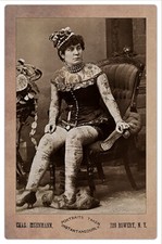 TATTOOED WOMAN By Eisenmann Vintage Cabinet Card Photo Restoration RP Tattoo