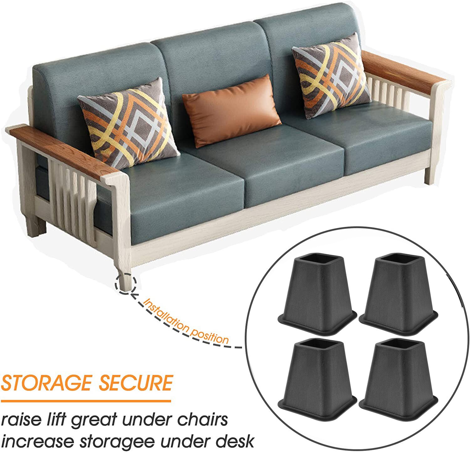 Bed Raisers 6inch Furniture Risers Table Leg Pad Chair Sofa Riser Feet