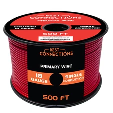18 Gauge Car Audio Primary Wire (500ft–Red)– Remote, Power/Ground Electrical