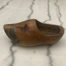Vintage Genuine Hand Carved Hand Painted Wooden Dutch Clog Holland Shoe- L Side