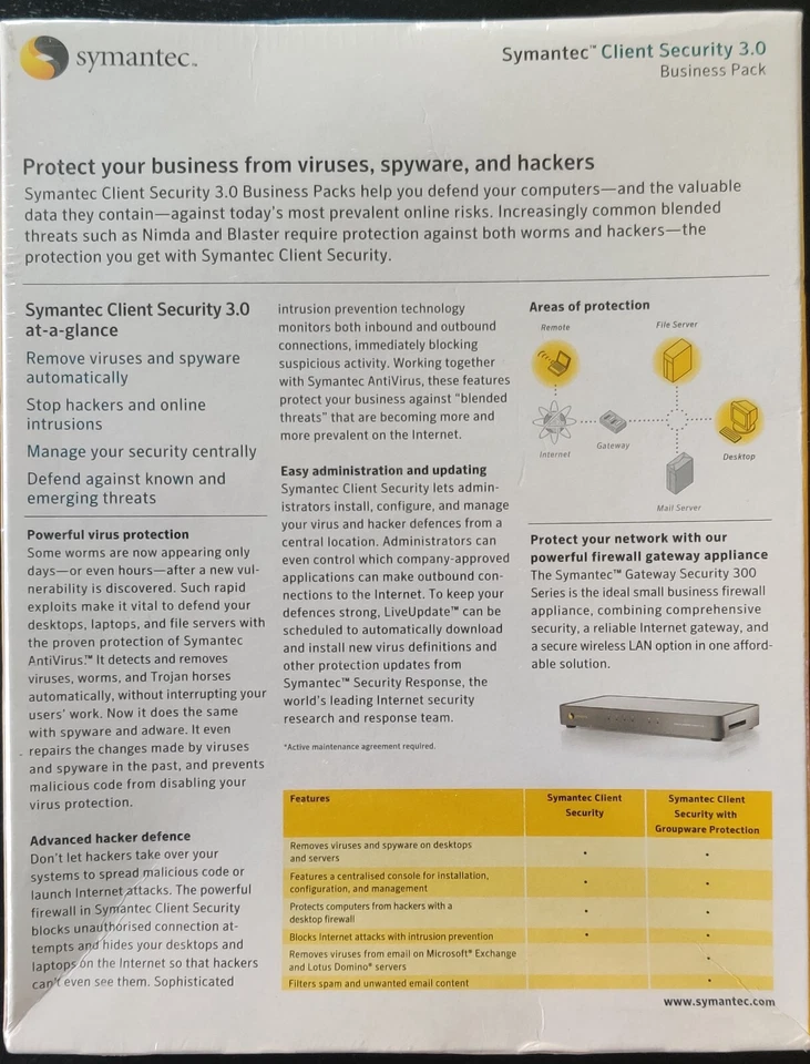 Symantec client security 3.1 25 user business pack Retail Box Full - Image 3 of 4