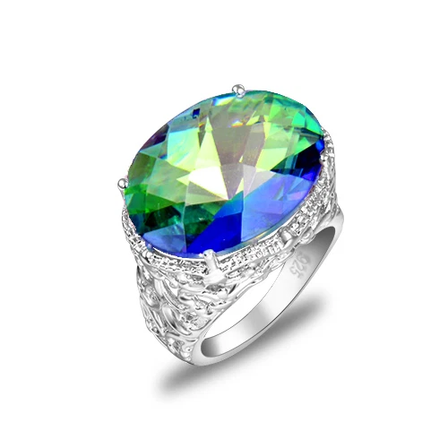 12 piezas 1 juego de anillos de plata gemas de topacio místico arco iris multiestilo talla 7 8 9 10 Foto 3 de 4