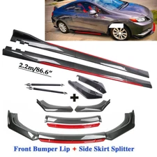 For Toyota Camry SE Carbon Fiber Front Bumper Lip Spoiler + Side Skirt Rear