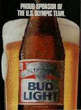 1988 Budweiser Bud Light Bottle Draft Sponsor U.S. Olympic Team Vintage Print Ad