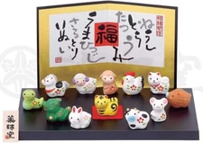 Zodiac Eto New Year Set Japan Mino Yaki Ceramic Figurine Charm 