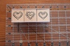 New DENAMI DESIGN Lot 3 Hearts Love Small Valentines Wood Rubber Stamp T